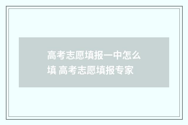 高考志愿填报一中怎么填 高考志愿填报专家