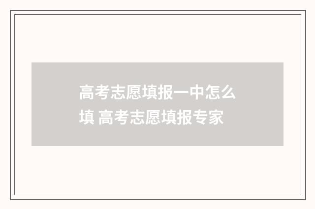 高考志愿填报一中怎么填 高考志愿填报专家