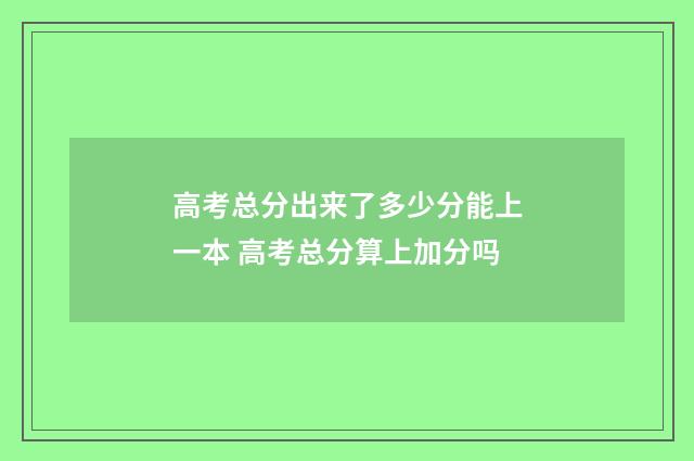 高考总分出来了多少分能上一本 高考总分算上加分吗