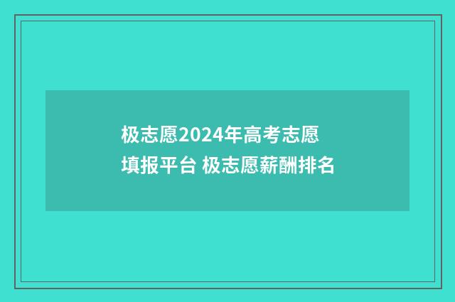 极志愿2024年高考志愿填报平台 极志愿薪酬排名