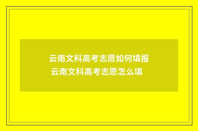云南文科高考志愿如何填报 云南文科高考志愿怎么填