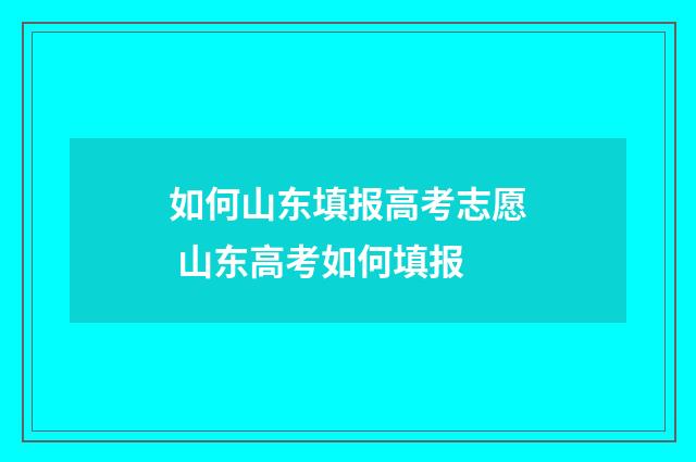 如何山东填报高考志愿 山东高考如何填报
