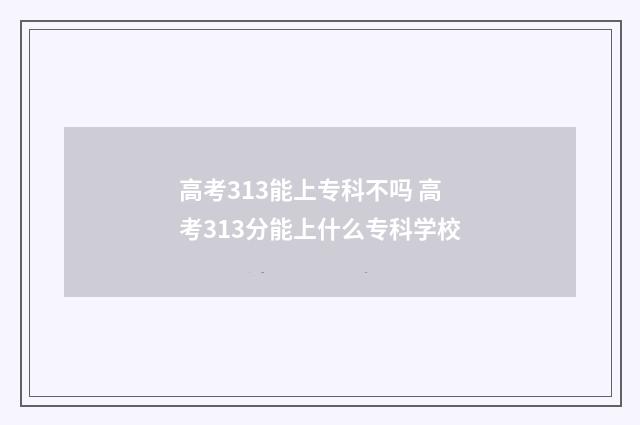 高考313能上专科不吗 高考313分能上什么专科学校