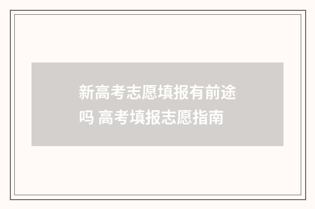 新高考志愿填报有前途吗 高考填报志愿指南