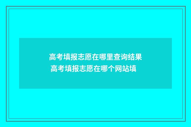 高考填报志愿在哪里查询结果 高考填报志愿在哪个网站填