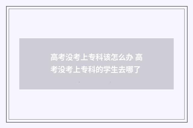 高考没考上专科该怎么办 高考没考上专科的学生去哪了