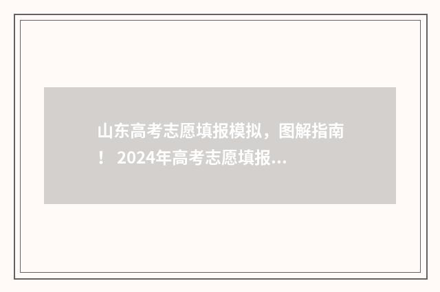 山东高考志愿填报模拟，图解指南！ 2024年高考志愿填报卡