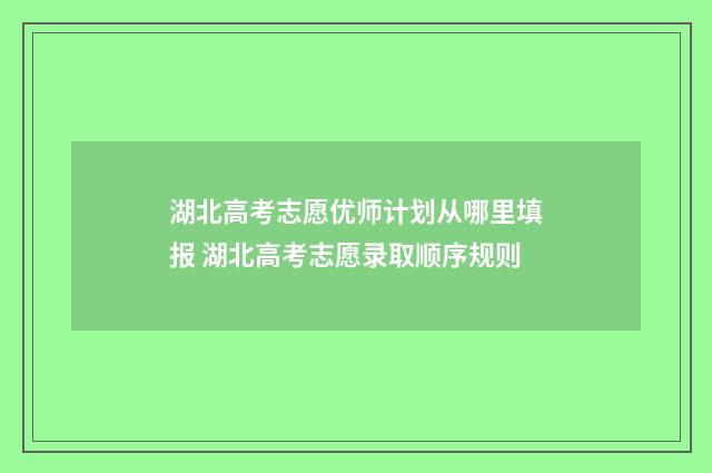 湖北高考志愿优师计划从哪里填报 湖北高考志愿录取顺序规则