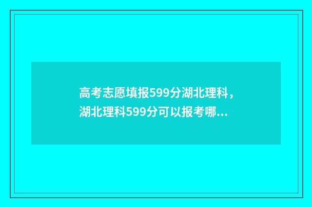 高考志愿填报599分湖北理科,湖北理科599分可以报考哪些大学? 高考志愿填报模拟