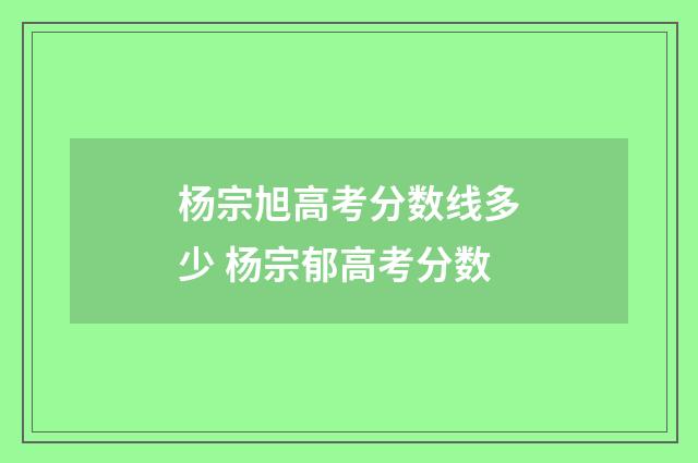 杨宗旭高考分数线多少 杨宗郁高考分数