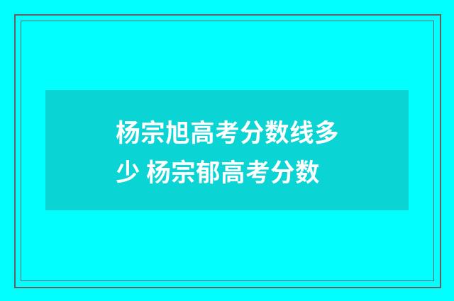 杨宗旭高考分数线多少 杨宗郁高考分数