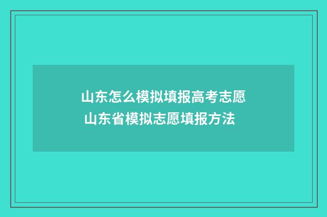 山东怎么模拟填报高考志愿 山东省模拟志愿填报方法