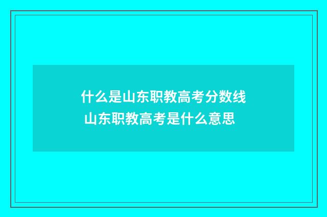 什么是山东职教高考分数线 山东职教高考是什么意思