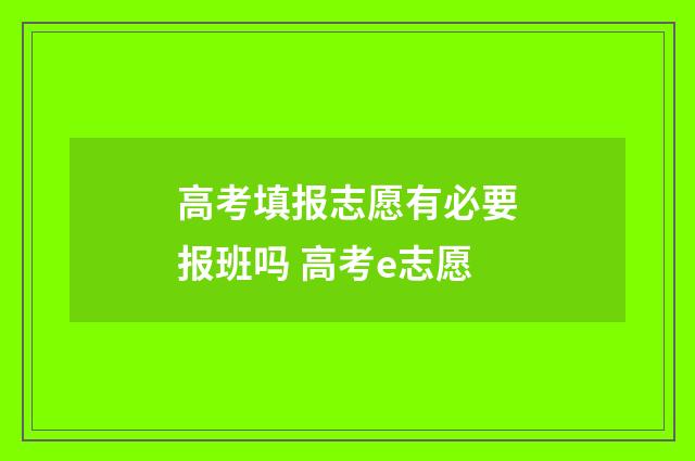 高考填报志愿有必要报班吗 高考e志愿
