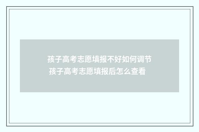 孩子高考志愿填报不好如何调节 孩子高考志愿填报后怎么查看