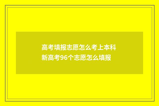 高考填报志愿怎么考上本科 新高考96个志愿怎么填报
