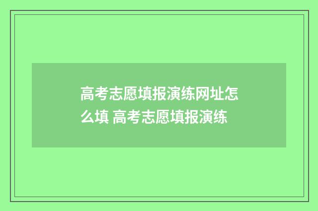 高考志愿填报演练网址怎么填 高考志愿填报演练