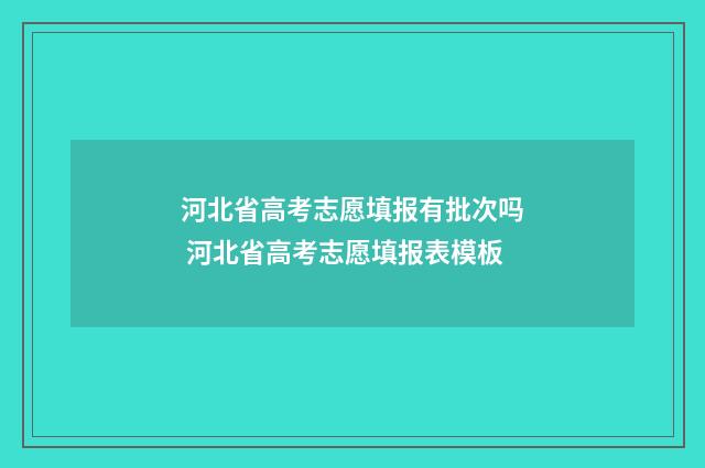 河北省高考志愿填报有批次吗 河北省高考志愿填报表模板