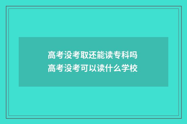 高考没考取还能读专科吗 高考没考可以读什么学校