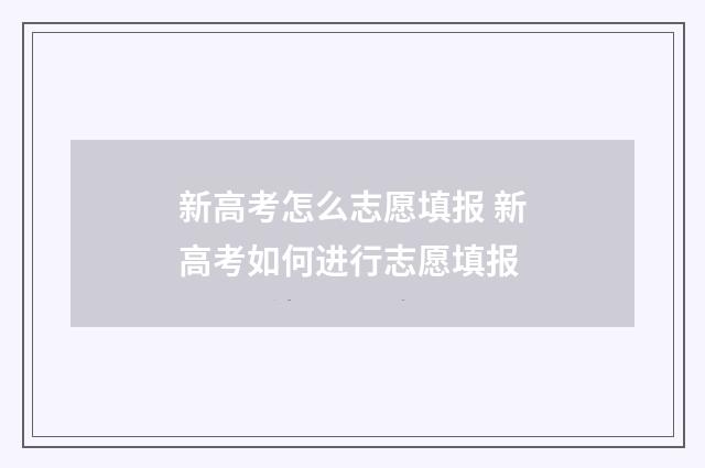 新高考怎么志愿填报 新高考如何进行志愿填报