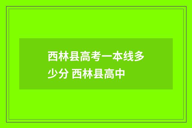 西林县高考一本线多少分 西林县高中