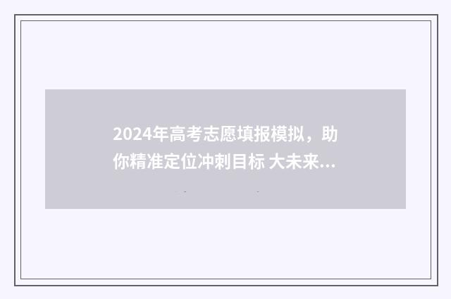 2024年高考志愿填报模拟，助你精准定位冲刺目标 大未来高考志愿填报官网