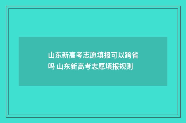 山东新高考志愿填报可以跨省吗 山东新高考志愿填报规则