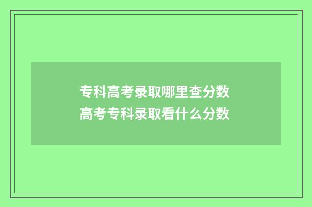 专科高考录取哪里查分数 高考专科录取看什么分数