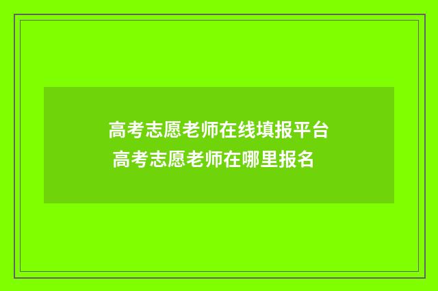 高考志愿老师在线填报平台 高考志愿老师在哪里报名