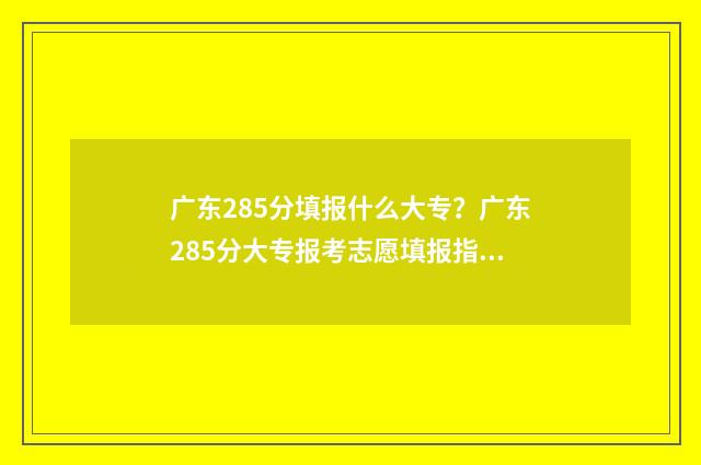 广东285分填报什么大专？广东285分大专报考志愿填报指南 广东280分能考什么大学