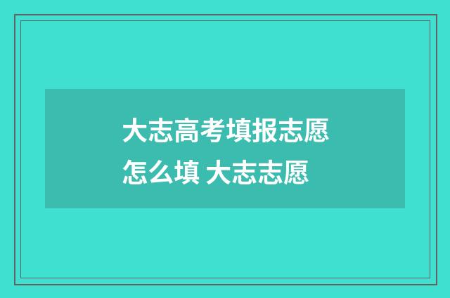 大志高考填报志愿怎么填 大志志愿