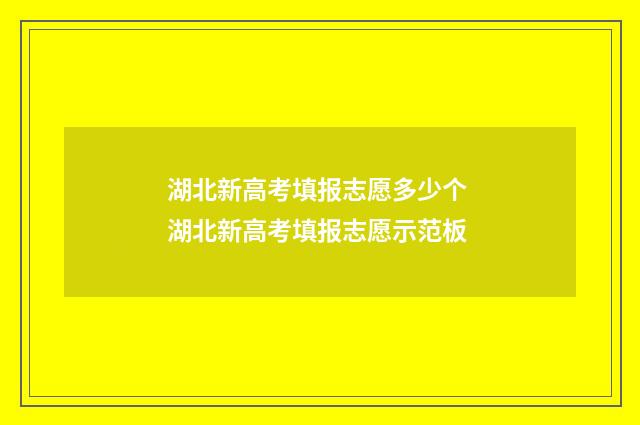 湖北新高考填报志愿多少个 湖北新高考填报志愿示范板