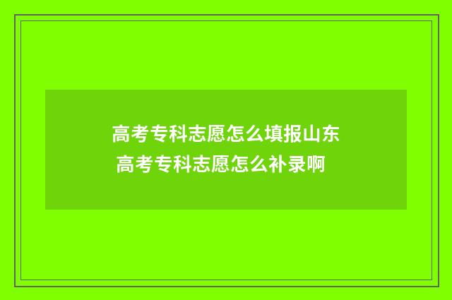 高考专科志愿怎么填报山东 高考专科志愿怎么补录啊
