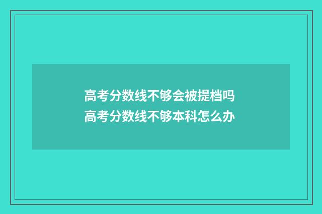 高考分数线不够会被提档吗 高考分数线不够本科怎么办