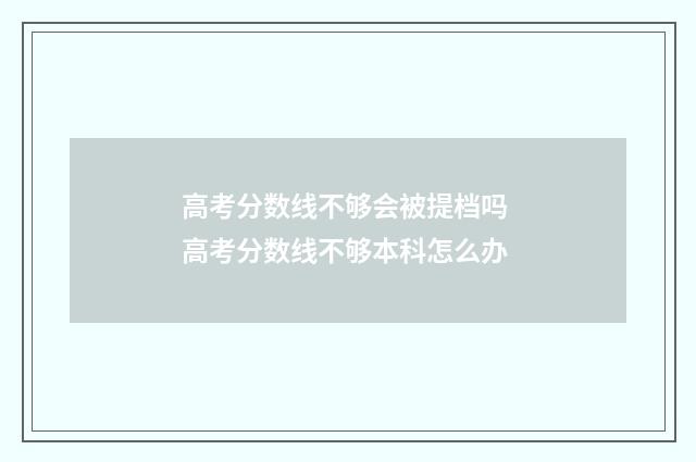 高考分数线不够会被提档吗 高考分数线不够本科怎么办