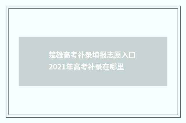 楚雄高考补录填报志愿入口 2021年高考补录在哪里