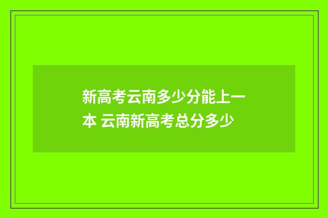 新高考云南多少分能上一本 云南新高考总分多少