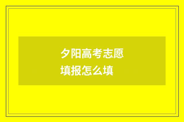 夕阳高考志愿填报怎么填
