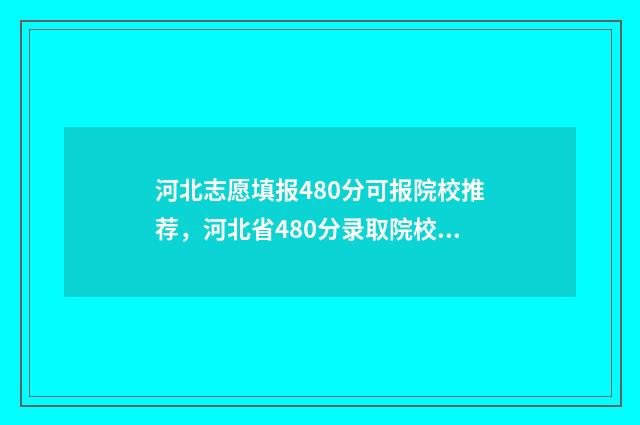 河北志愿填报480分可报院校推荐，河北省480分录取院校一览 河北志愿填报智能参考系统