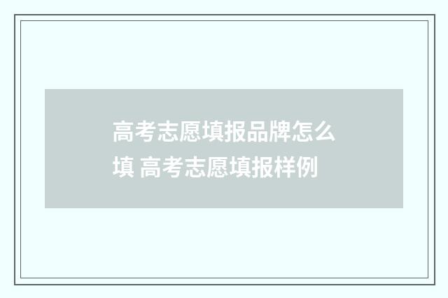 高考志愿填报品牌怎么填 高考志愿填报样例