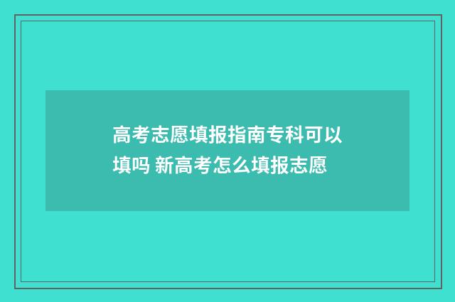 高考志愿填报指南专科可以填吗 新高考怎么填报志愿