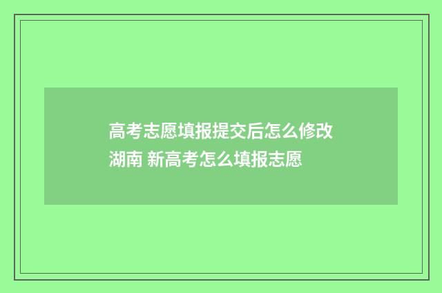 高考志愿填报提交后怎么修改湖南 新高考怎么填报志愿
