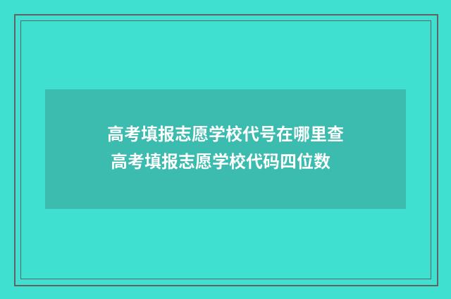 高考填报志愿学校代号在哪里查 高考填报志愿学校代码四位数