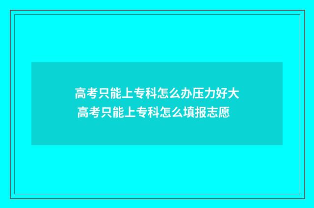 高考只能上专科怎么办压力好大 高考只能上专科怎么填报志愿