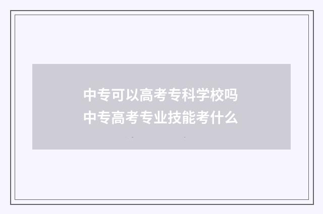 中专可以高考专科学校吗 中专高考专业技能考什么
