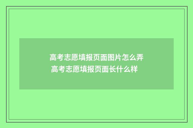 高考志愿填报页面图片怎么弄 高考志愿填报页面长什么样