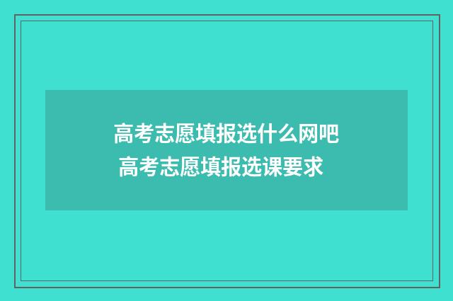 高考志愿填报选什么网吧 高考志愿填报选课要求