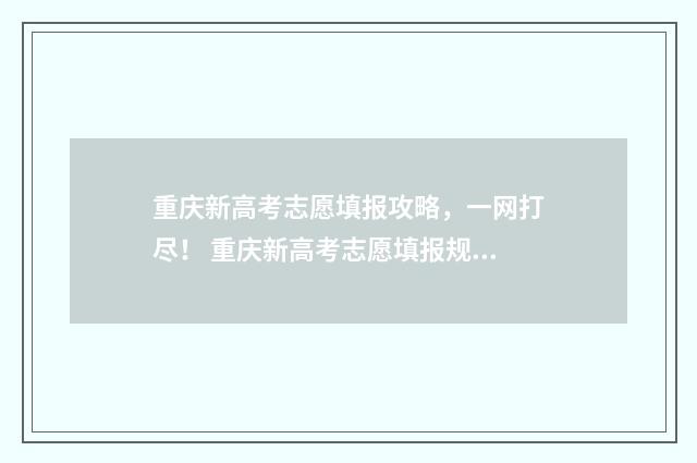 重庆新高考志愿填报攻略，一网打尽！ 重庆新高考志愿填报规则讲解