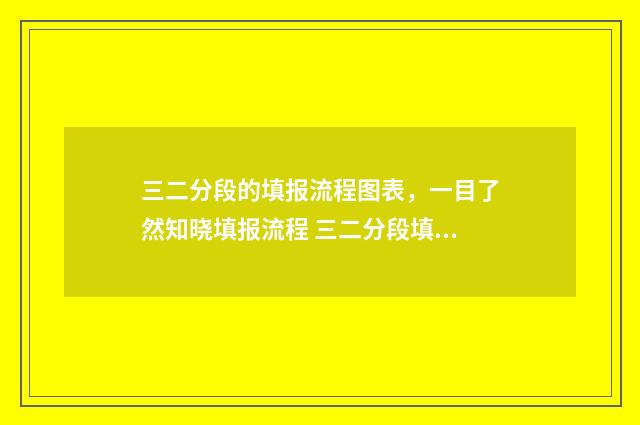 三二分段的填报流程图表，一目了然知晓填报流程 三二分段填报时间