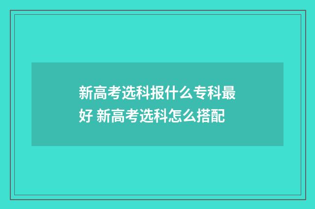 新高考选科报什么专科最好 新高考选科怎么搭配